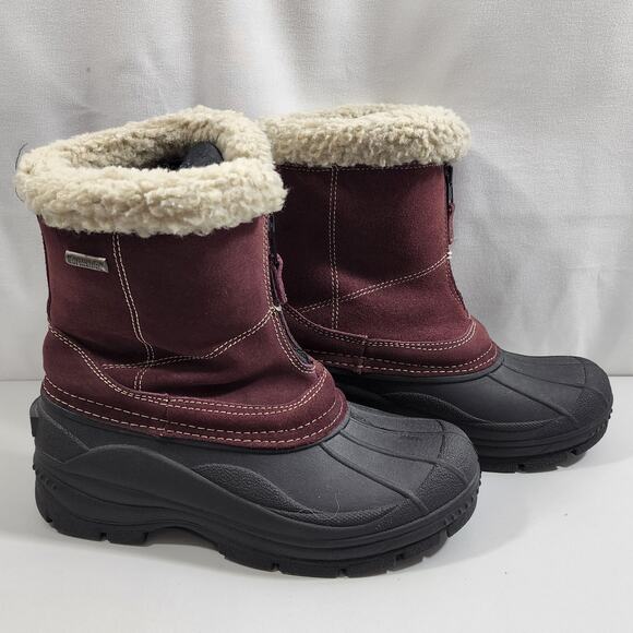 Northside ThermoLite Thin Insulation Women 9 Maroon-Black Suede Zip Ankle Boots - Picture 7 of 12